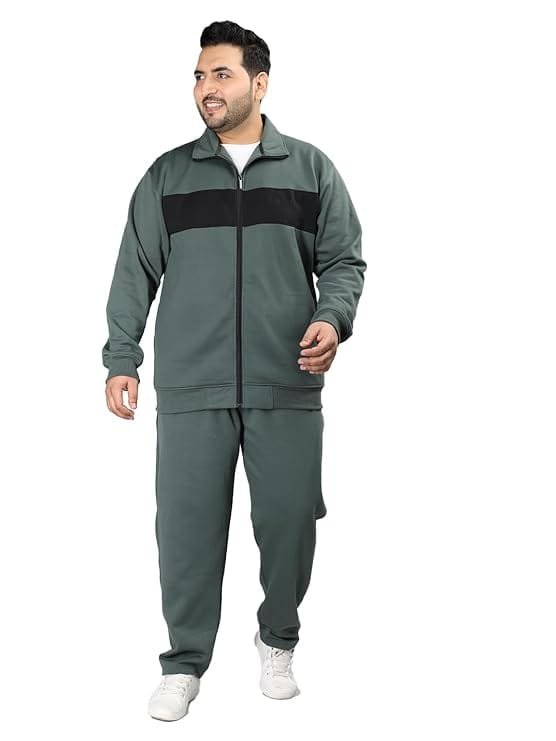 CHKOKKO Men’s Plus Size Winter Track Suit Zipper Set