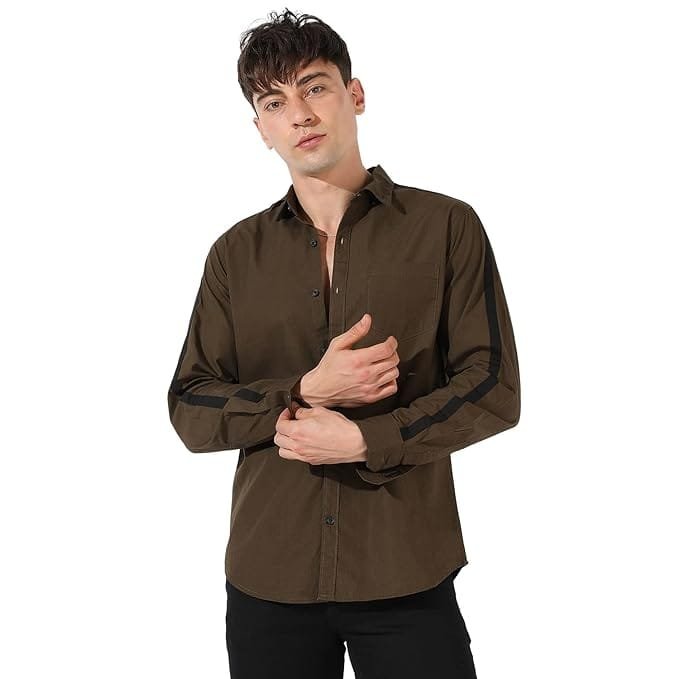 campus sutra Men’s Collared Button Up Regular Fit Shirt For Casual Wear