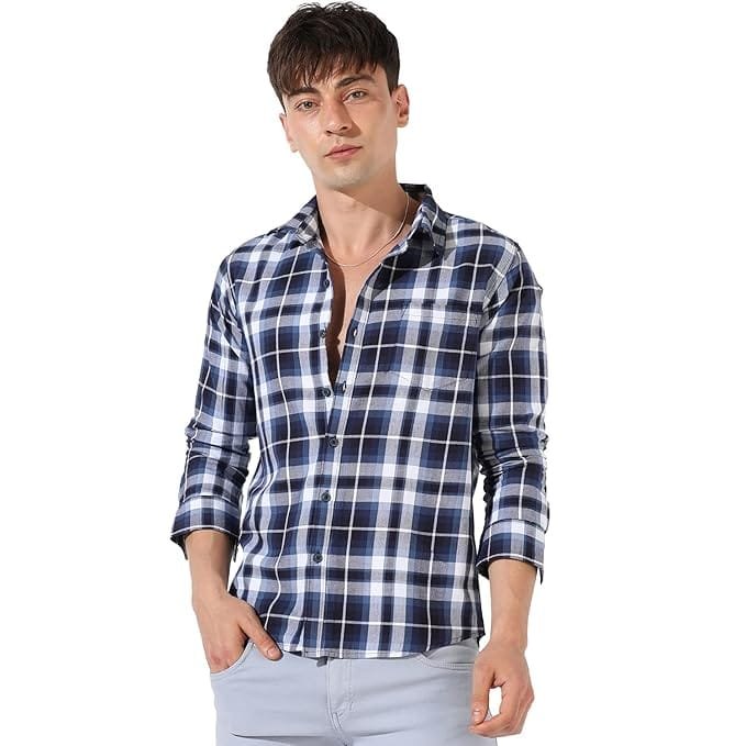 campus sutra Men’s Collared Button Up Regular Fit Shirt For Casual Wear