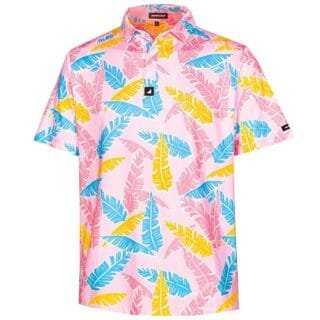 SURF CUZ Golf Shirt Moisture Wicking for Men Dry Fit Polo Shirts Short Sleeve Print Performance 4-Way Stretch Mens Tshirts